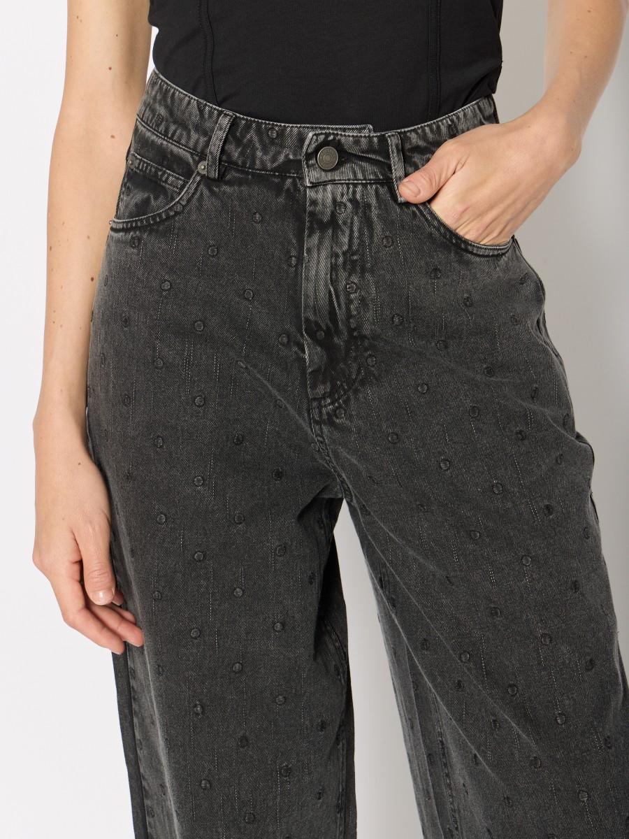 Berenice Jean ATLANTAPEAS Gris Délavé Coupe Wide Leg Avec Motif Plumetis Ton Sur Ton