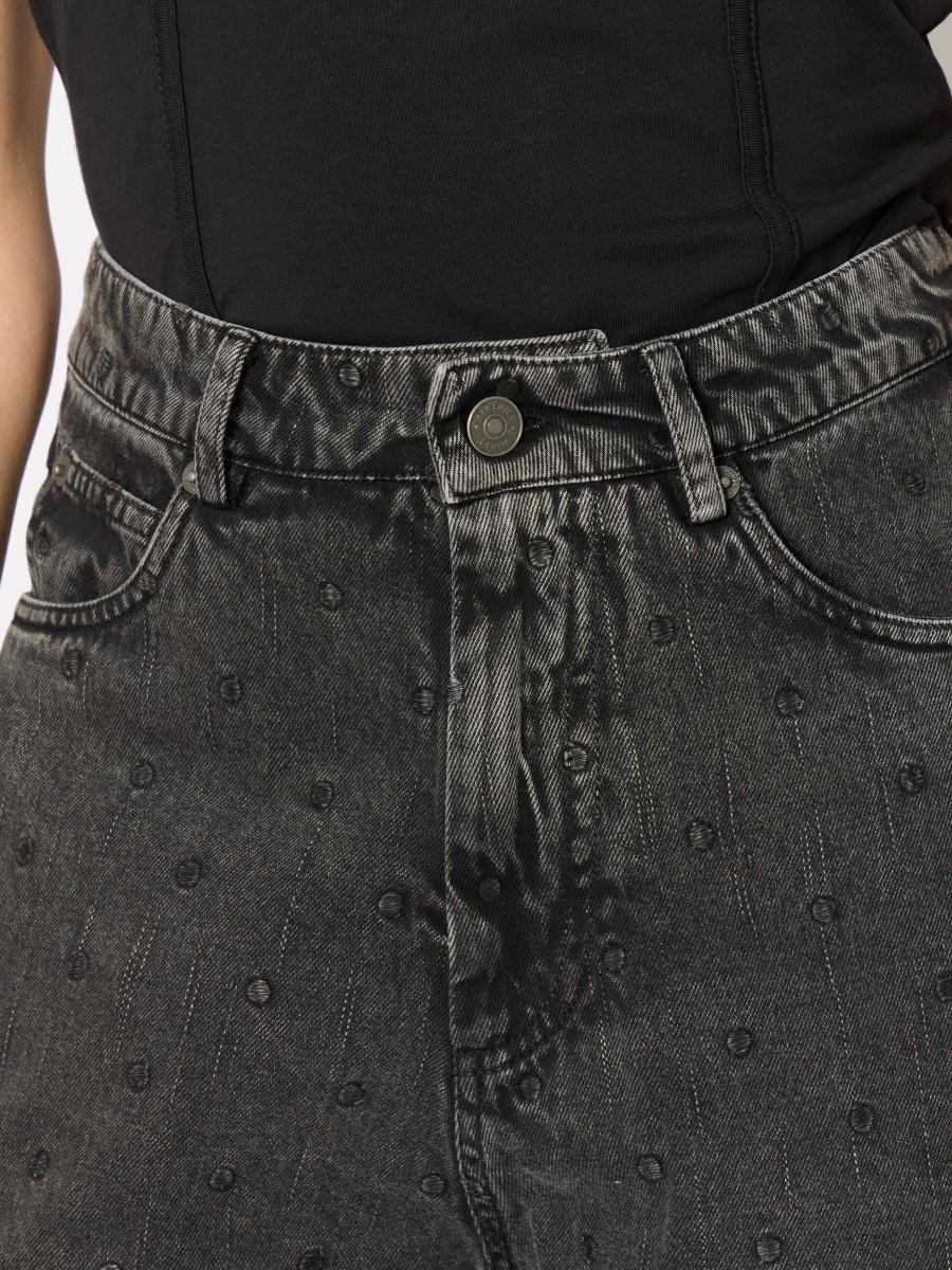 Berenice Jean ATLANTAPEAS Gris Délavé Coupe Wide Leg Avec Motif Plumetis Ton Sur Ton