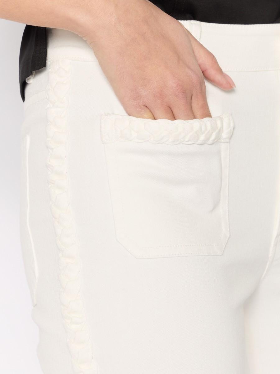 Berenice Jean Blanc ODESSABRAID évasé Avec Tresses Et Poches Plaquées En Denim