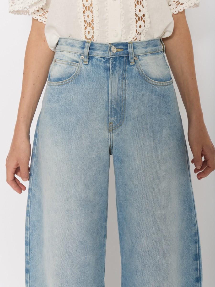 Berenice Jean Bleu MEXICO – Coupe Ballon Taille Haute Poches Plaquées