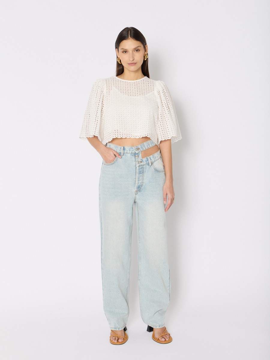 Berenice Jean large et asymétrique PNEWSTEAD en denim bleu avec double ceinture