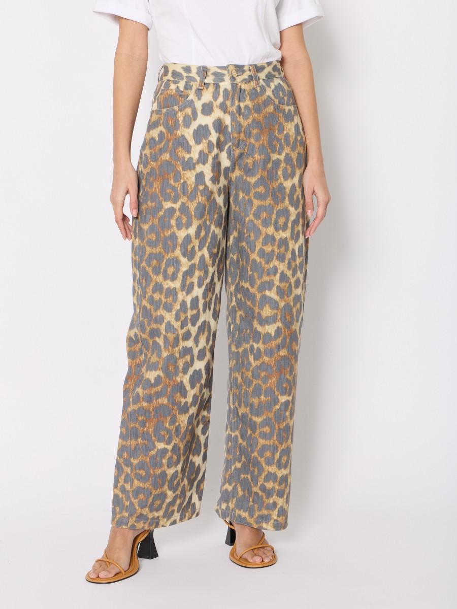 Berenice Jean MONACO – Coupe Large Taille Haute Imprimé Léopard 100% Coton
