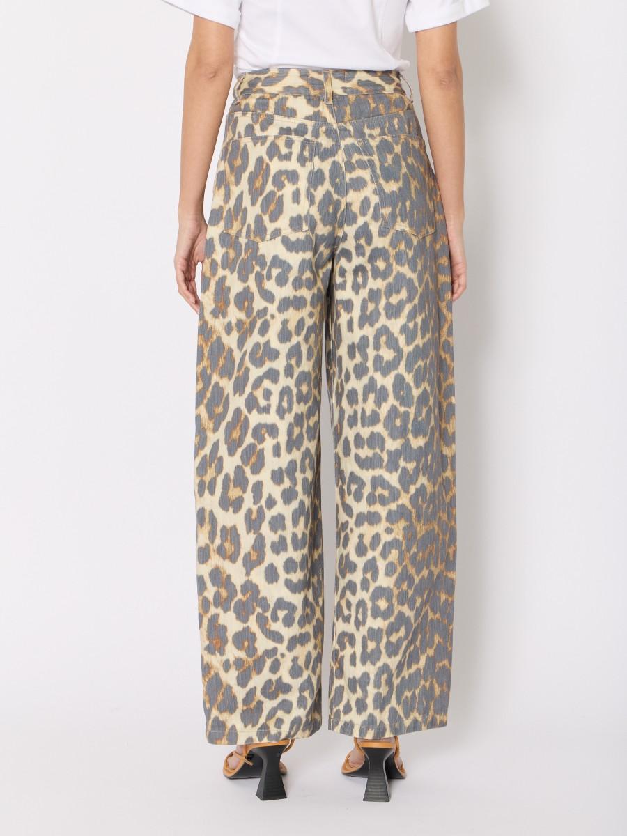Berenice Jean MONACO – Coupe Large Taille Haute Imprimé Léopard 100% Coton