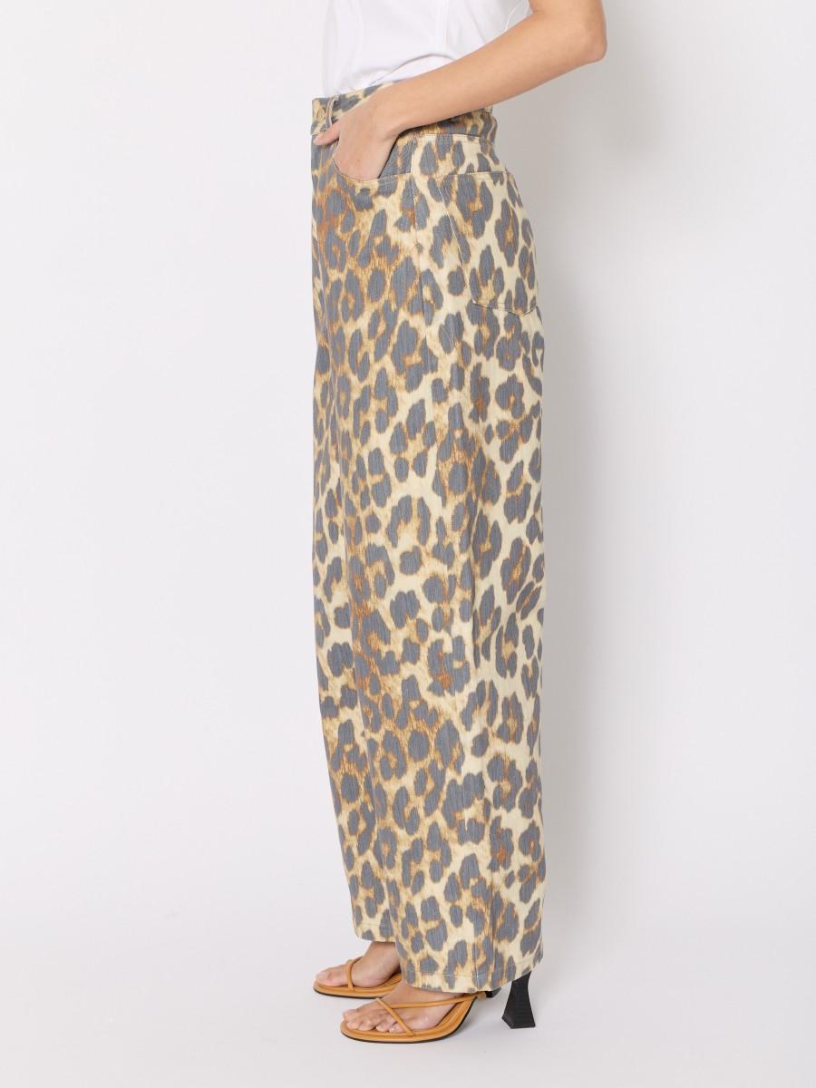 Berenice Jean MONACO – Coupe Large Taille Haute Imprimé Léopard 100% Coton