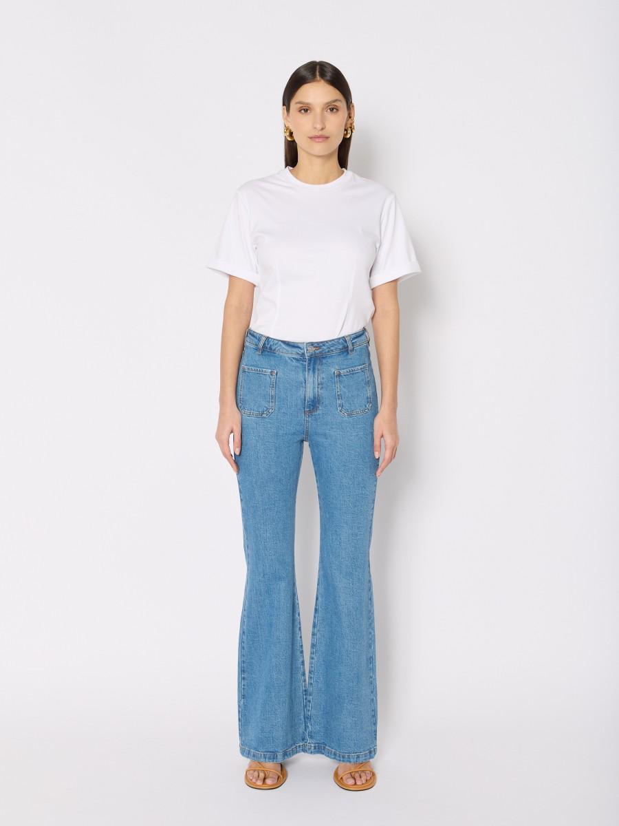 Berenice Jean ODESSA flare taille mi-haute avec poches plaquées et passants