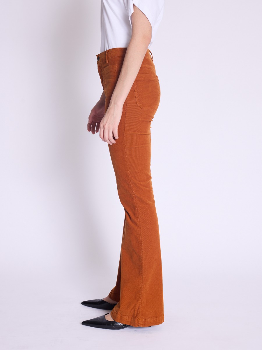 Berenice Jean ODESSAVELOURS Jean Flare En Velours Cognac Avec Poches Plaquées
