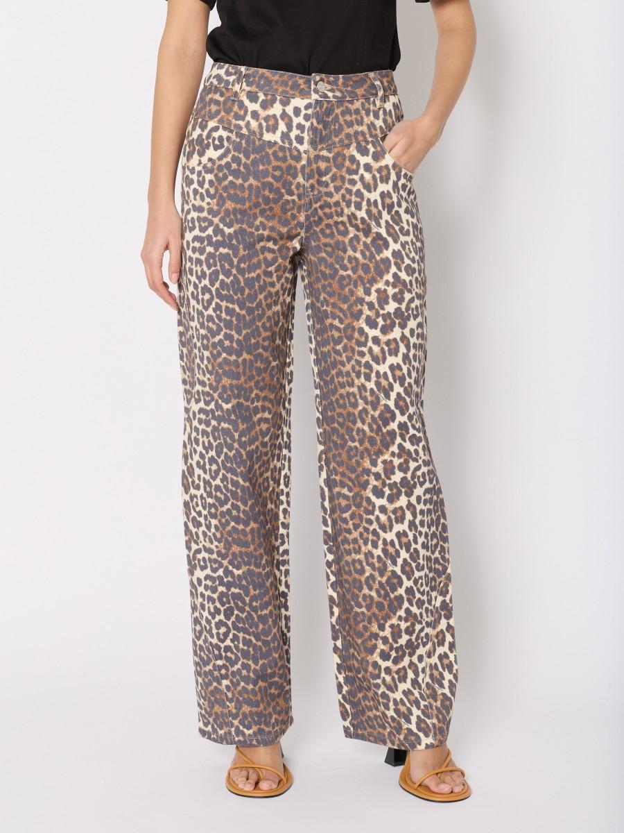 Berenice Jean PAUKLAND – Imprimé Léopard Coupe Droite Taille Haute Poches Plaquées