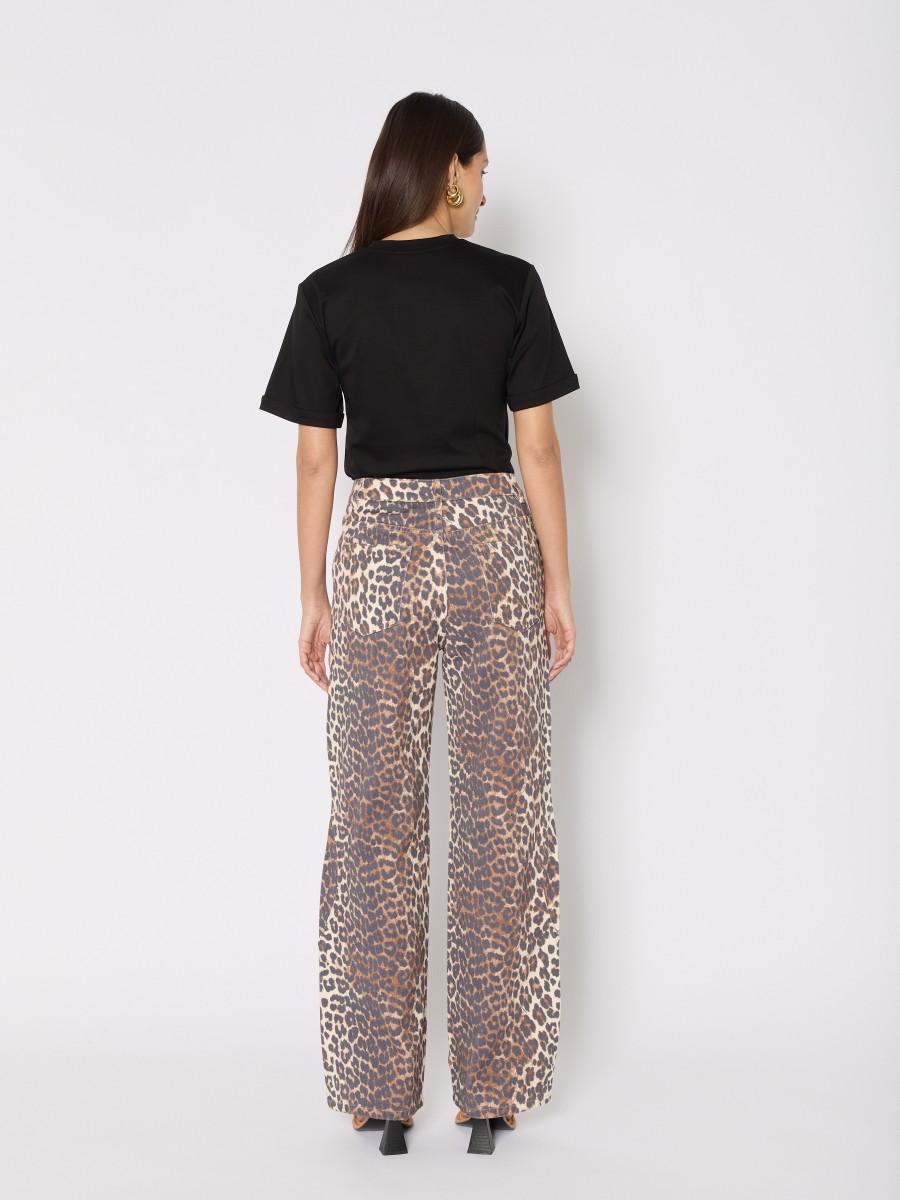 Berenice Jean PAUKLAND – Imprimé Léopard Coupe Droite Taille Haute Poches Plaquées
