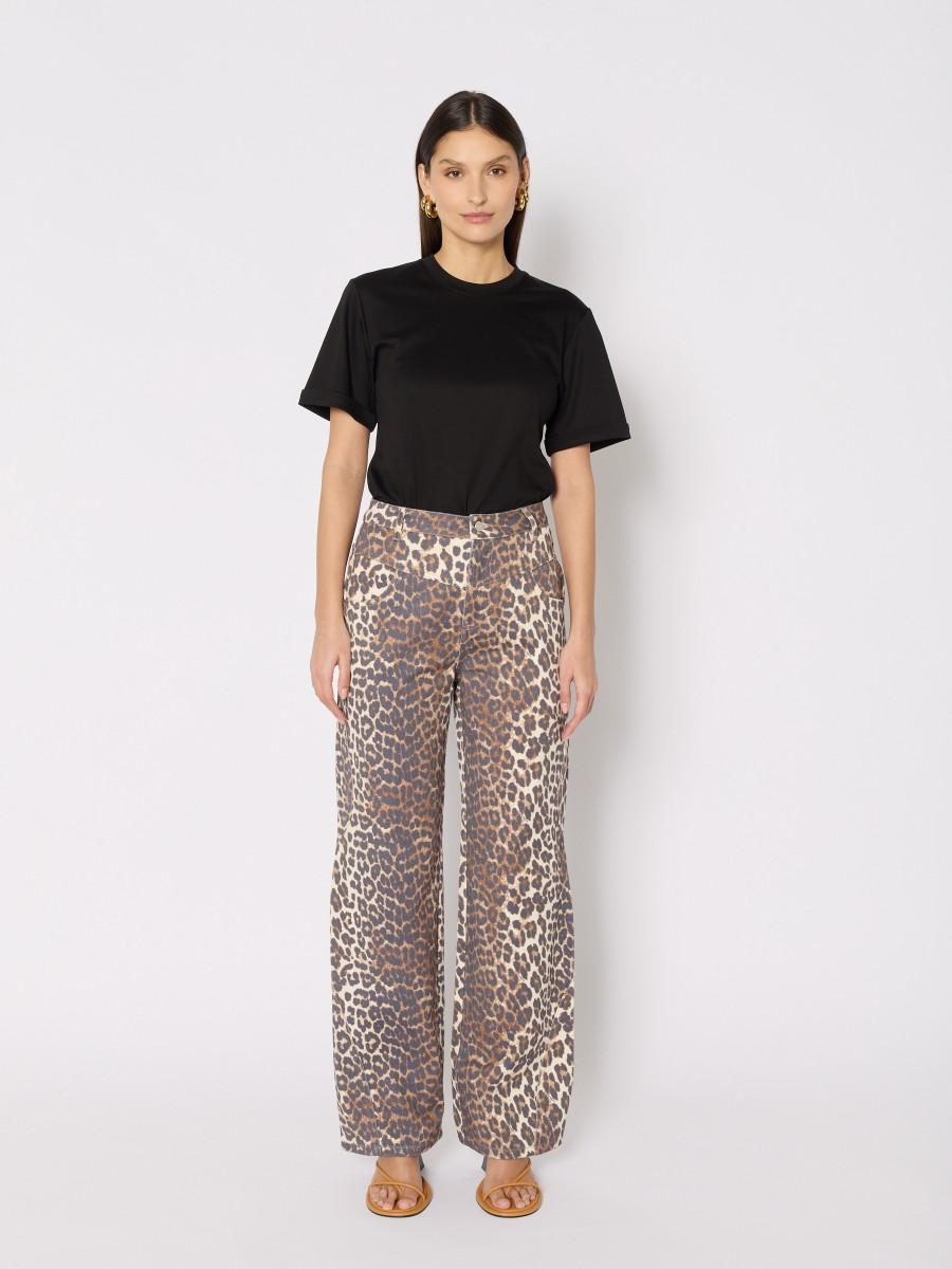 Berenice Jean PAUKLAND – Imprimé léopard coupe droite taille haute poches plaquées