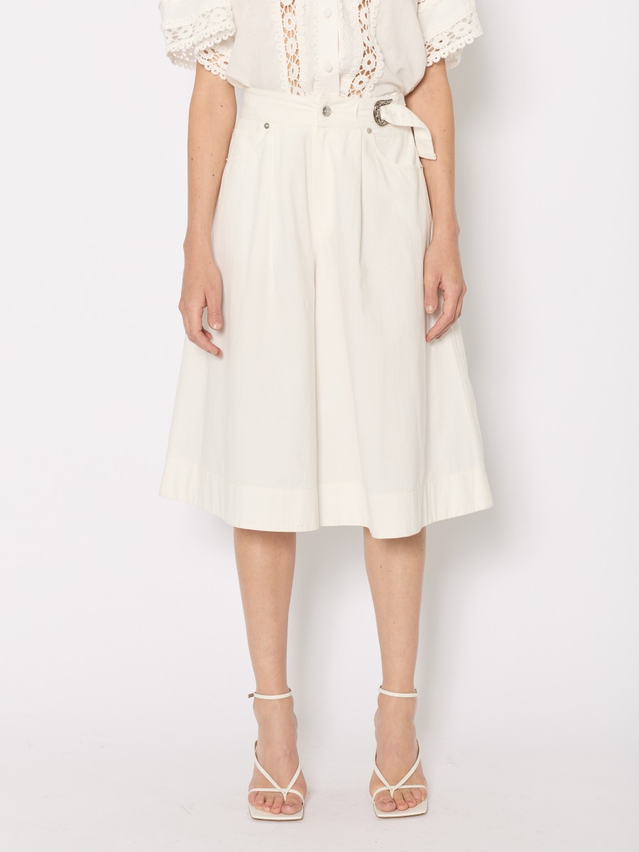 Berenice Jupe Culotte PIPERET Coupe Large Et Fluide En Coton Et Ceinture Décorative