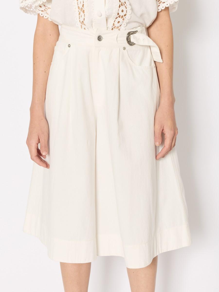 Berenice Jupe Culotte PIPERET Coupe Large Et Fluide En Coton Et Ceinture Décorative
