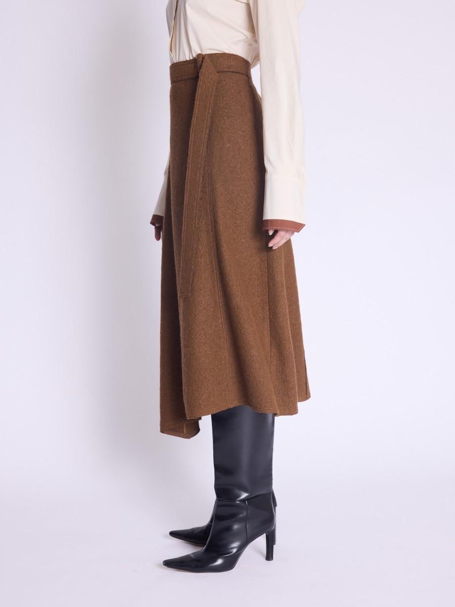 Berenice Jupe JANKA Jupe Cognac Mi-longue Coupe Trapèze