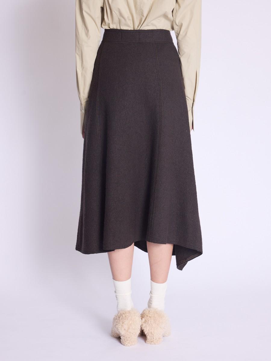 Berenice Jupe JANKA Jupe Marron Mi-longue Coupe Trapèze