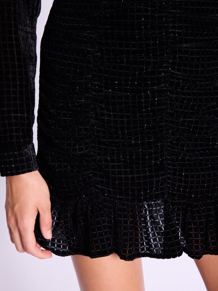 Berenice Jupe JOLIJupe Courte En Velours Noir Avec Volants