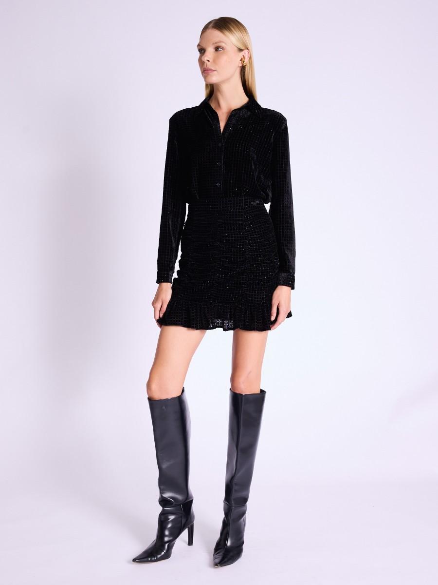 Berenice Jupe JOLIJupe courte en velours noir avec volants