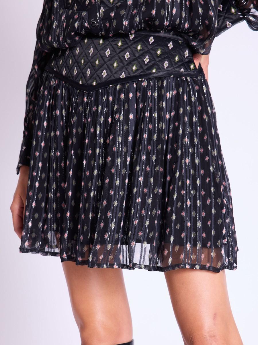 Berenice Jupe JONNI Jupe Courte Noire Découpe Matelassé Avec Motifs