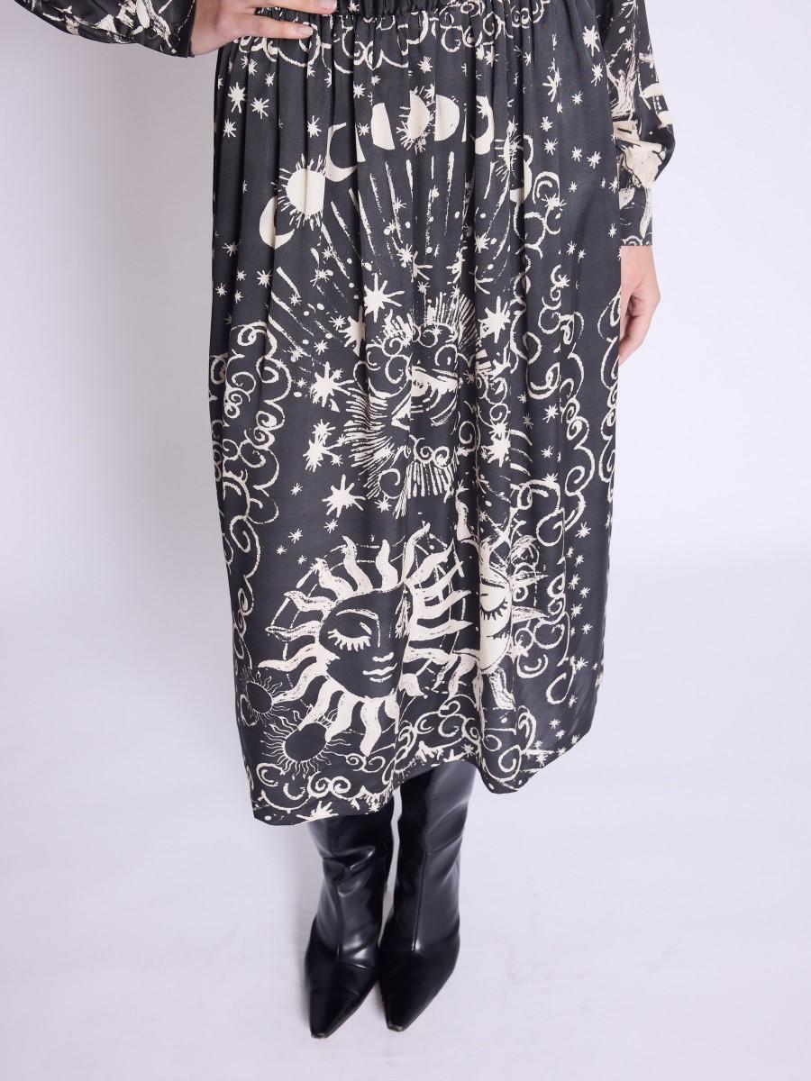 Berenice Jupe JOYCE Jupe Mi-longue Imprimé Astral Noir