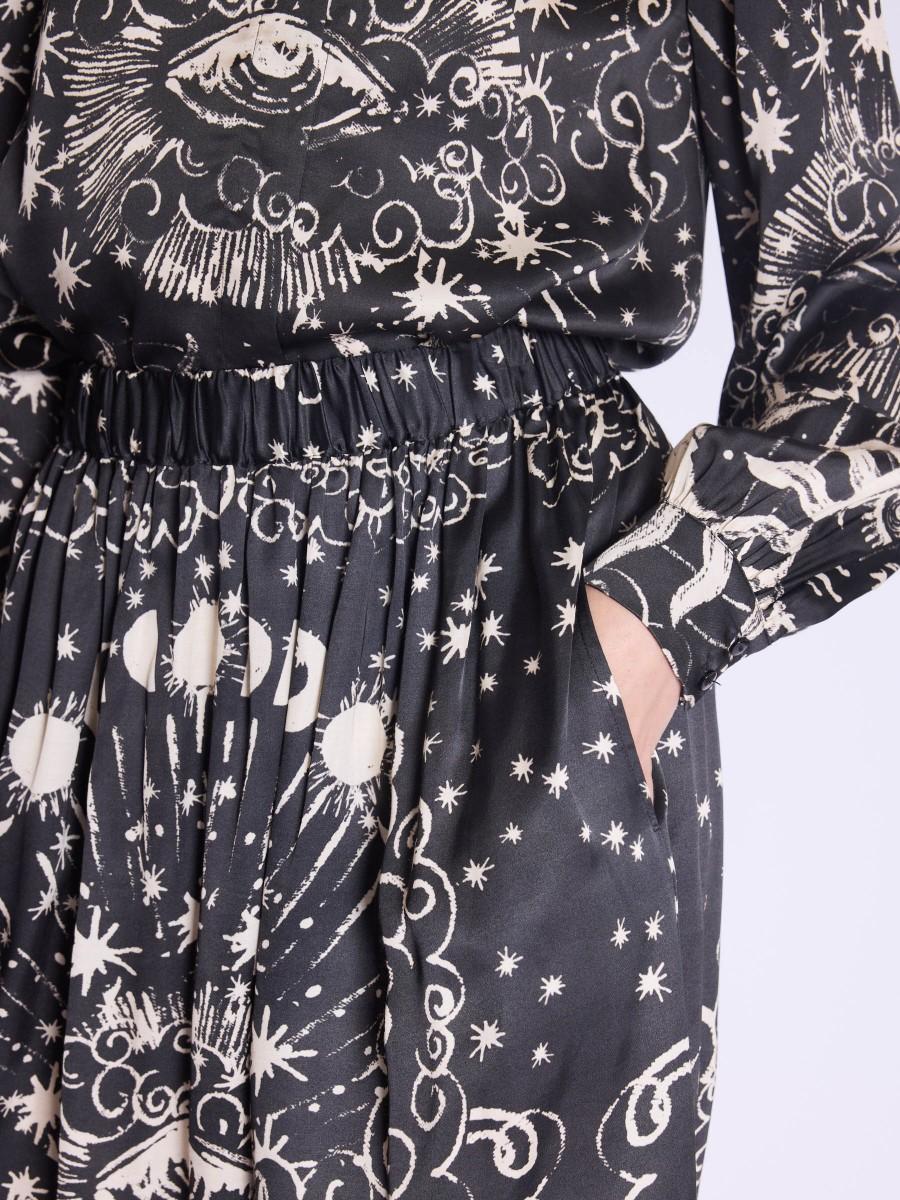 Berenice Jupe JOYCE Jupe Mi-longue Imprimé Astral Noir