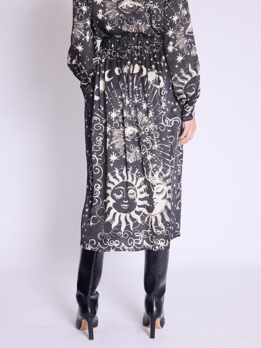 Berenice Jupe JOYCE Jupe Mi-longue Imprimé Astral Noir