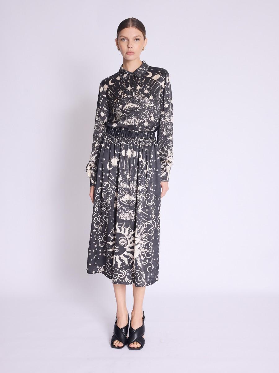 Berenice Jupe JOYCE Jupe mi-longue imprimé astral noir