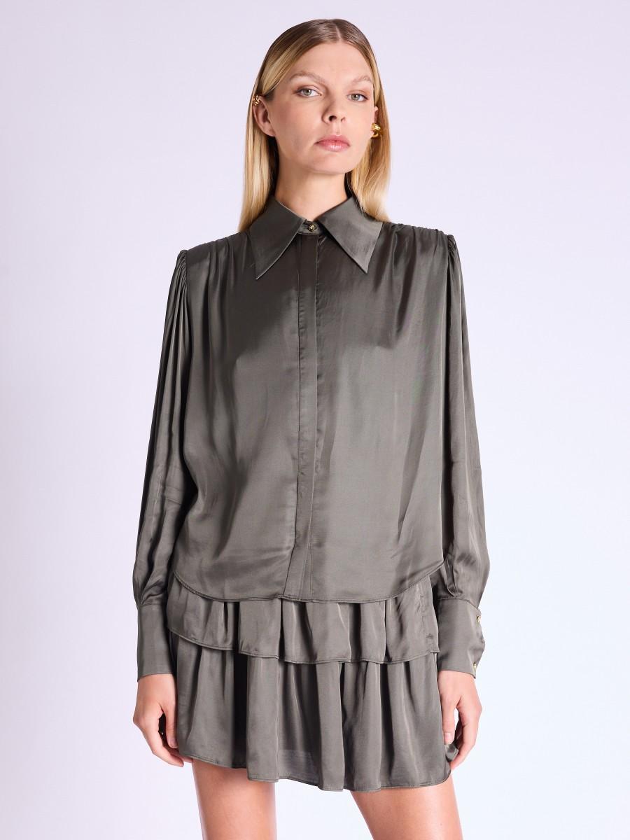 Berenice Jupe JUMI Jupe Courte Khaki Avec Volants Et Fronces