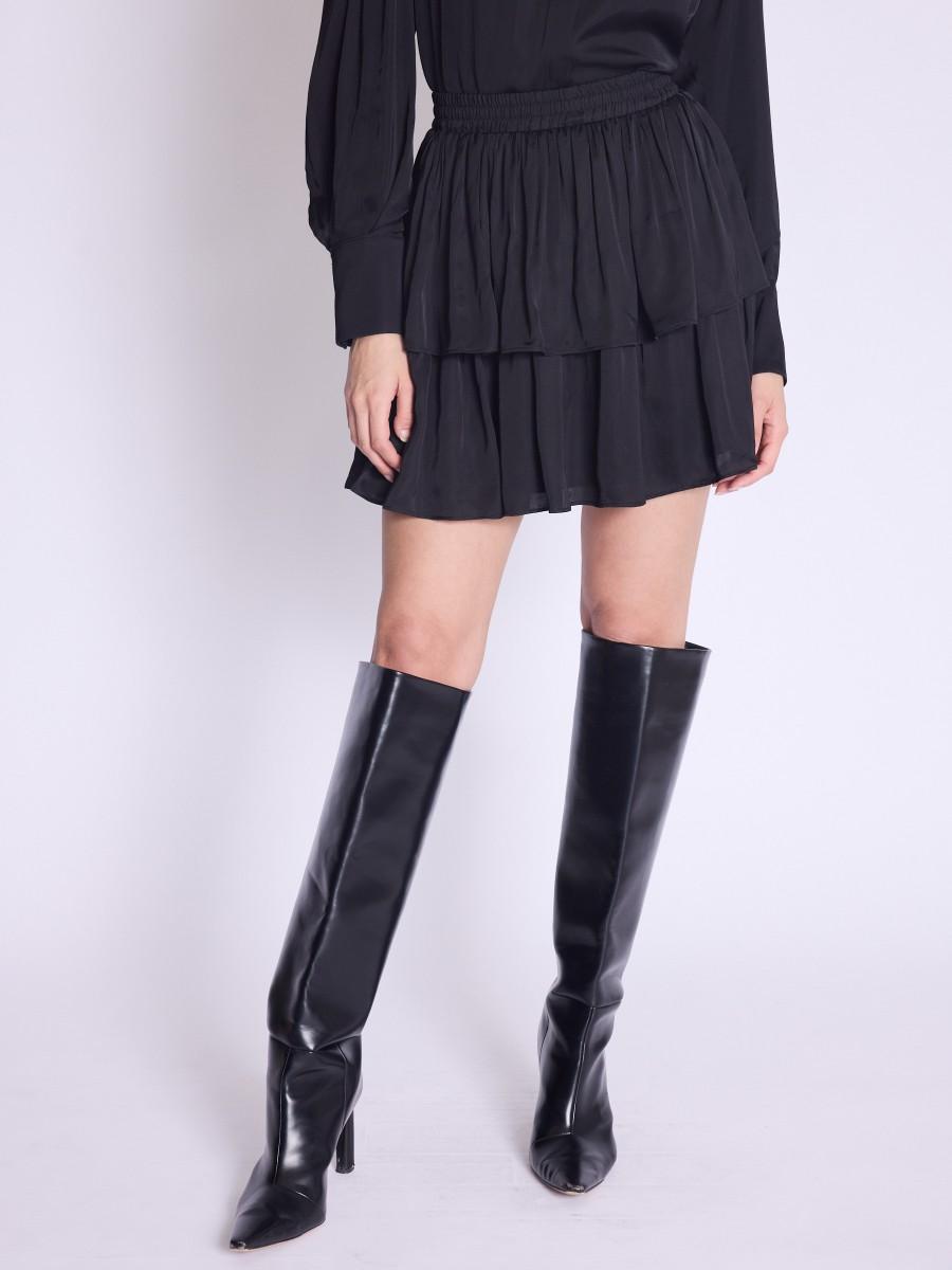 Berenice Jupe JUMI Jupe Courte Noire Avec Volants Et Fronces