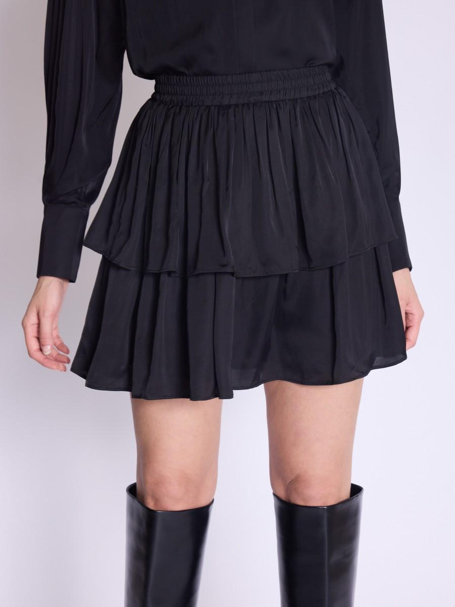Berenice Jupe JUMI Jupe Courte Noire Avec Volants Et Fronces