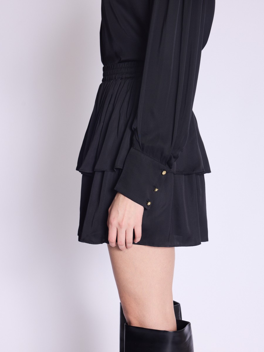 Berenice Jupe JUMI Jupe Courte Noire Avec Volants Et Fronces