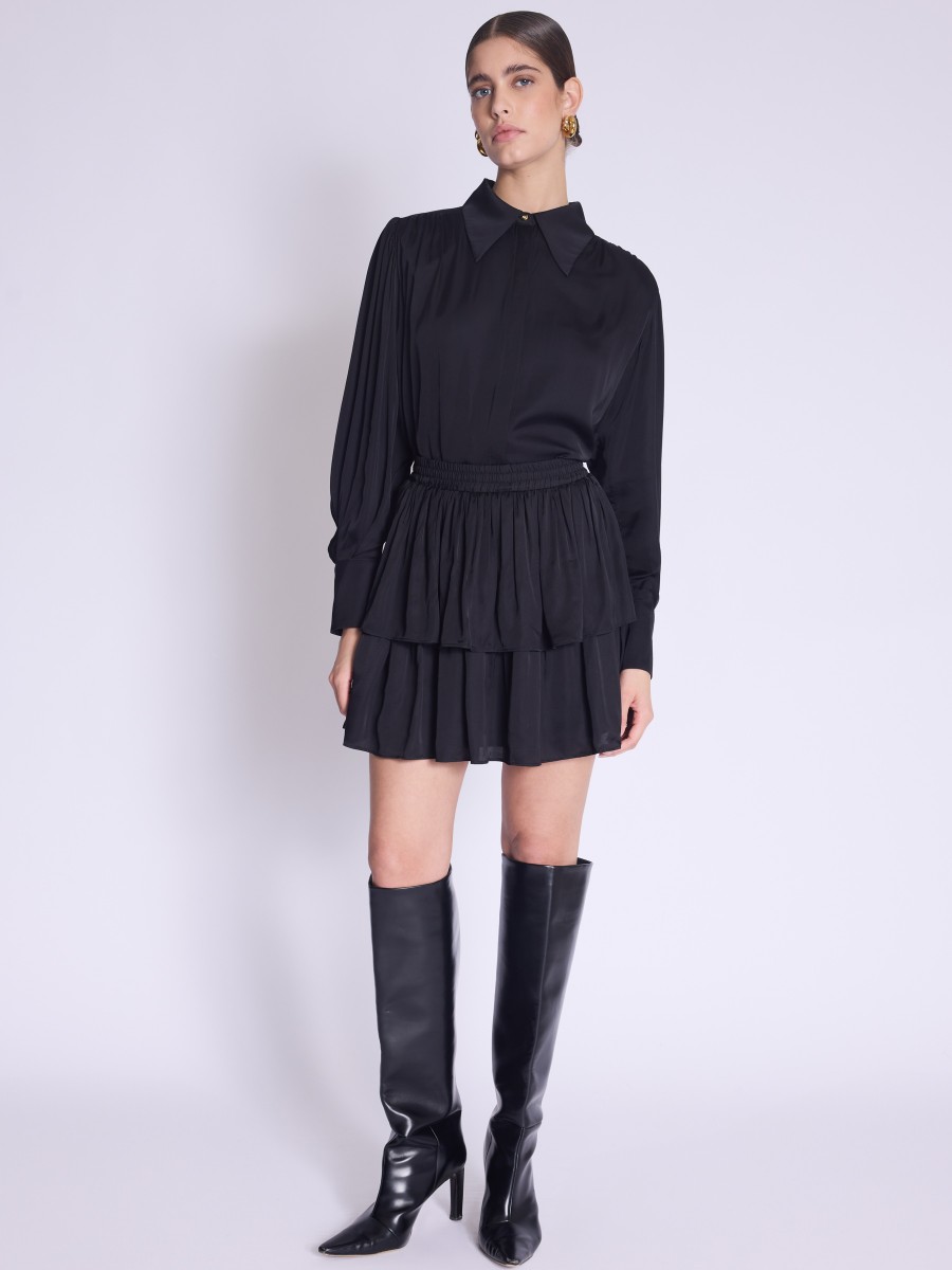 Berenice Jupe JUMI Jupe courte noire avec volants et fronces