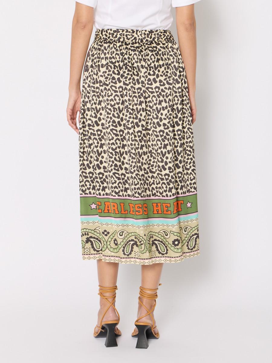 Berenice Jupe Midi JOYCEJUNGLE Imprimé Léopard Et Motifs Graphiques "Tiger Power"