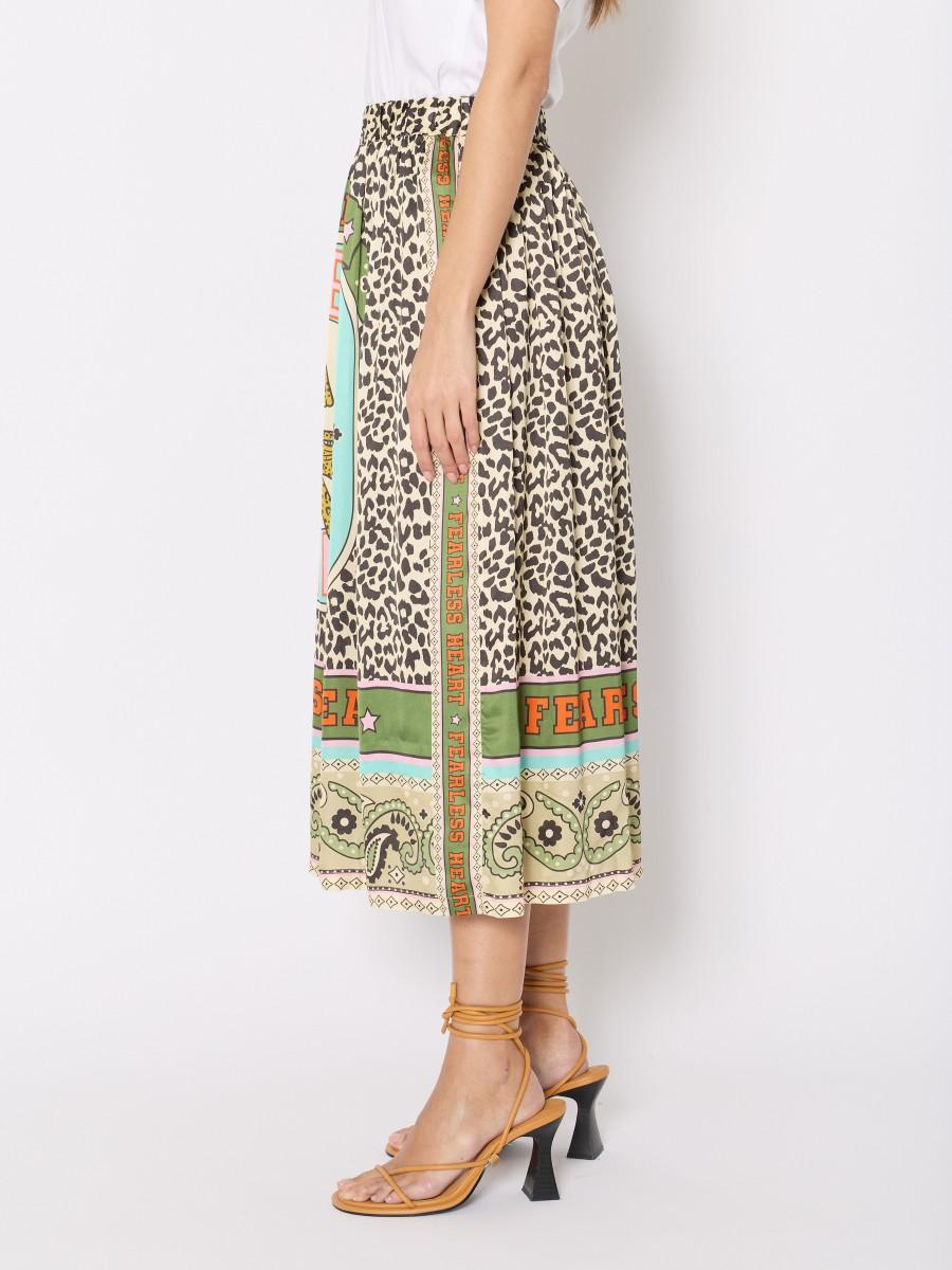 Berenice Jupe Midi JOYCEJUNGLE Imprimé Léopard Et Motifs Graphiques "Tiger Power"
