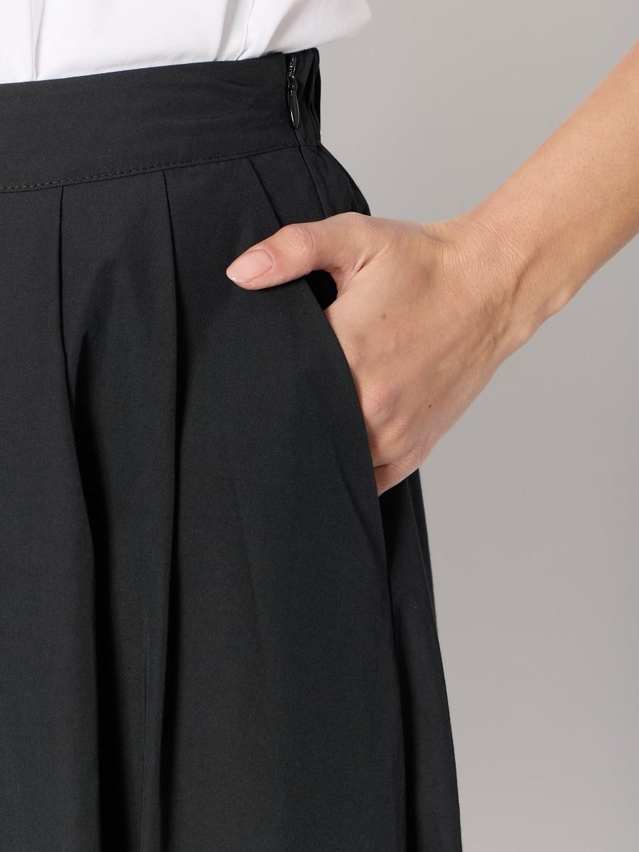 Berenice Jupe Noire JULIANA – Midi Taille élastique Broderie Anglaise Et Poches