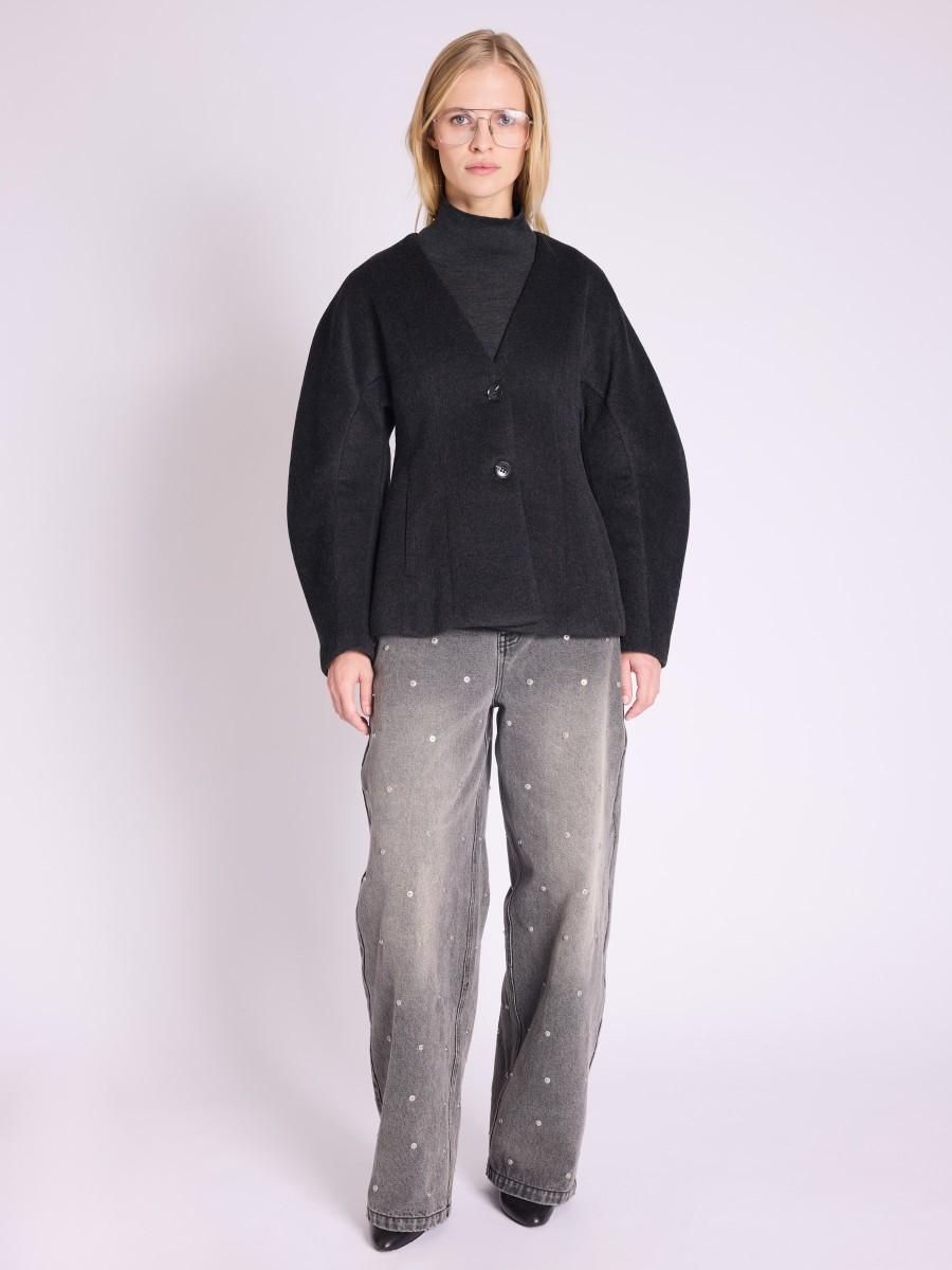 Berenice Manteau MAGALI Manteau Court Cintrée Manches Boules