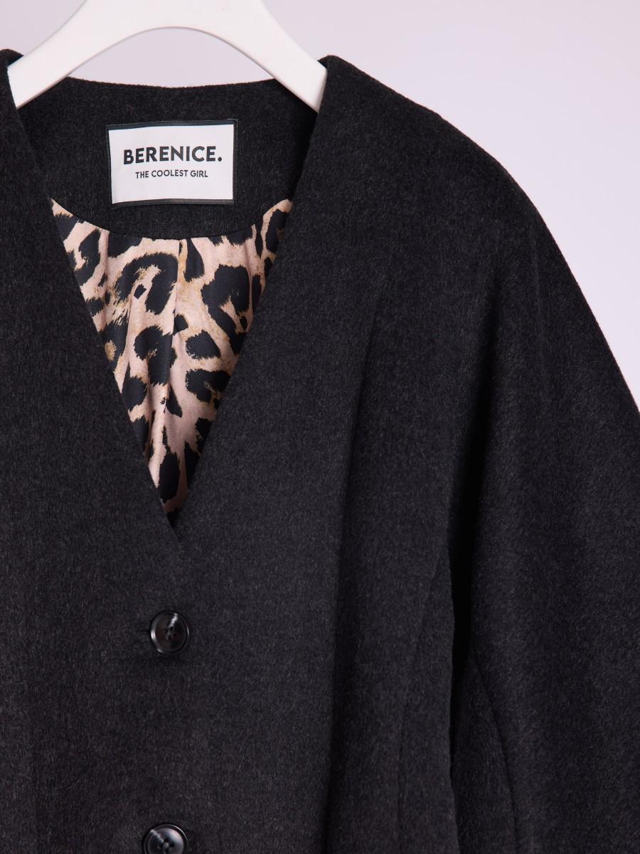 Berenice Manteau MAGALI Manteau Court Cintrée Manches Boules