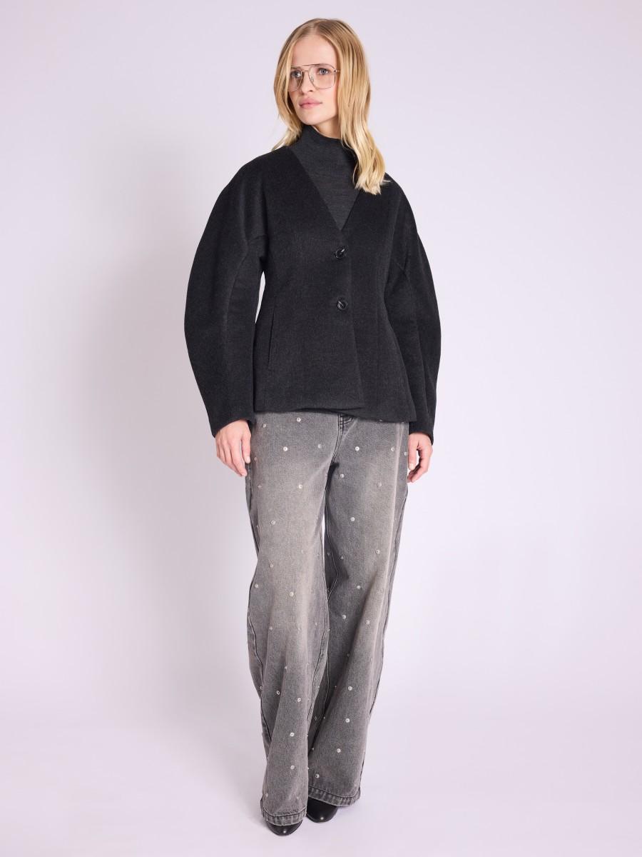 Berenice Manteau MAGALI Manteau Court Cintrée Manches Boules