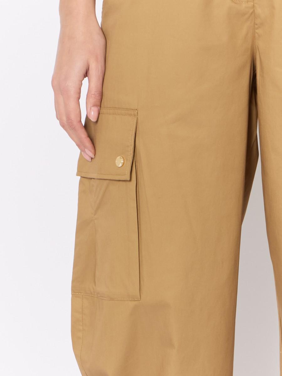 Berenice Pantalon Cargo PATRICE – Coton Camel Poches Plaquées Chevilles Resserrées