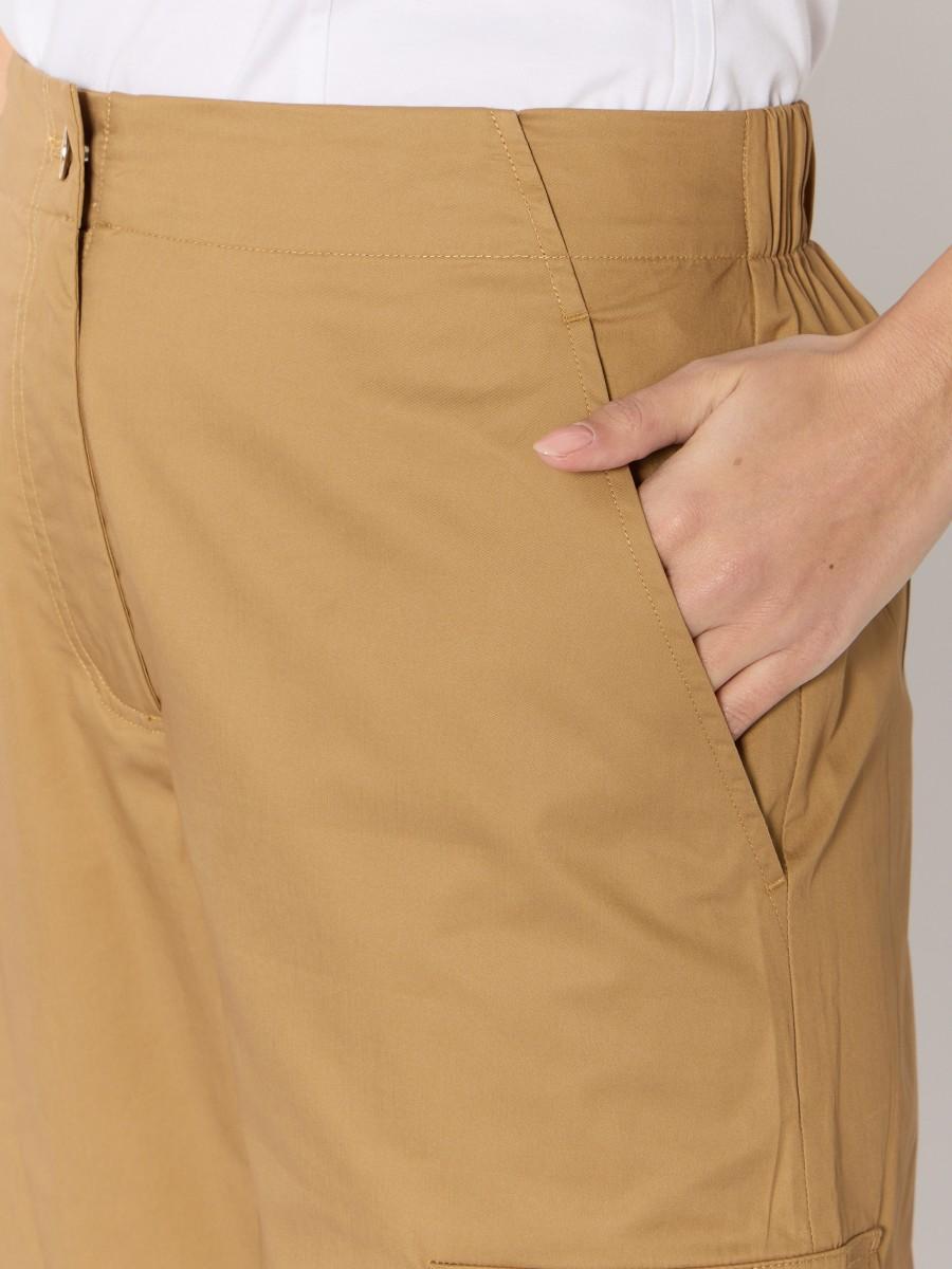 Berenice Pantalon Cargo PATRICE – Coton Camel Poches Plaquées Chevilles Resserrées