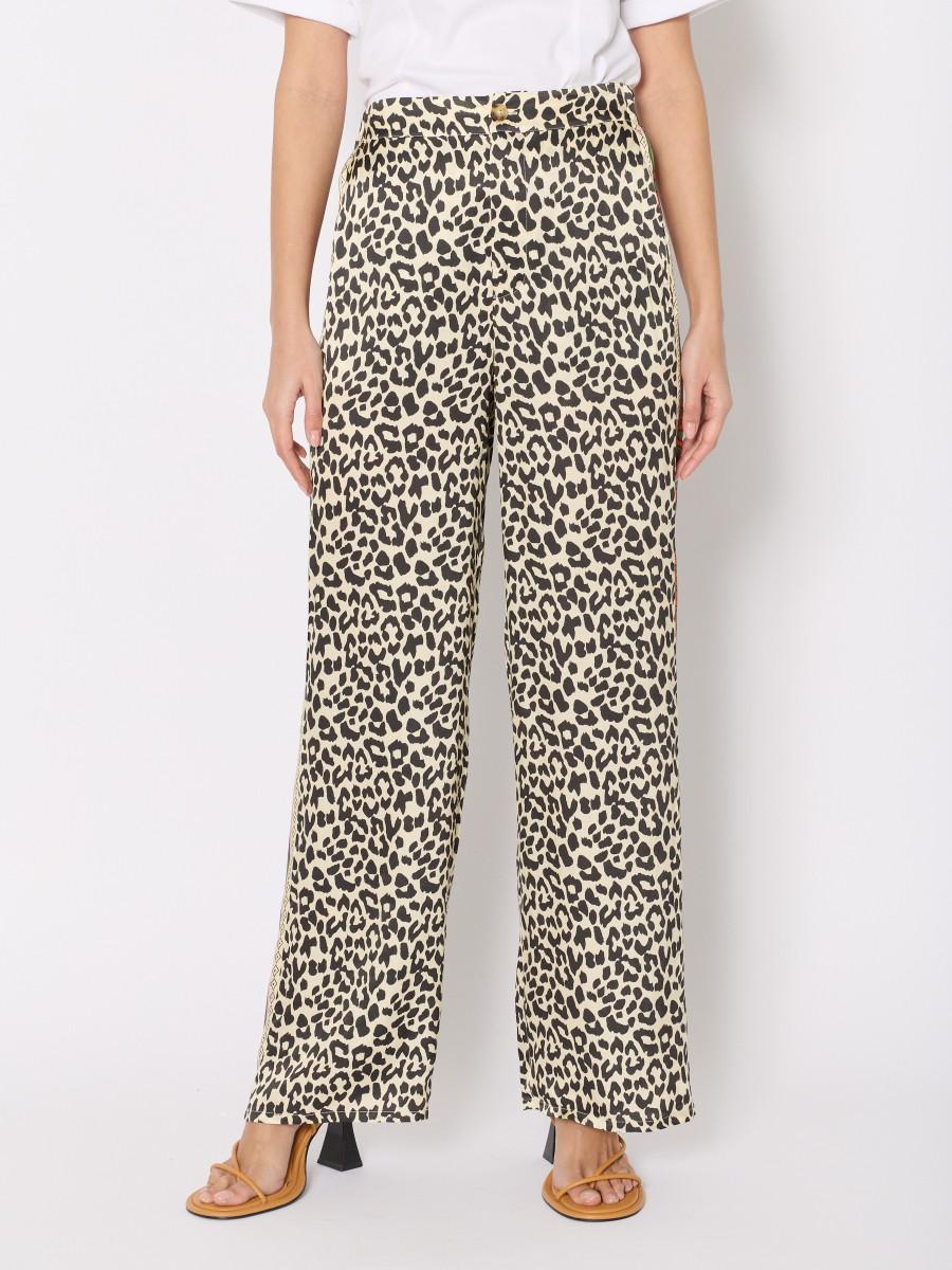 Berenice Pantalon Fluide PIERREJUNGLE Imprimé Jungle Avec Bande "Fearless Heart"