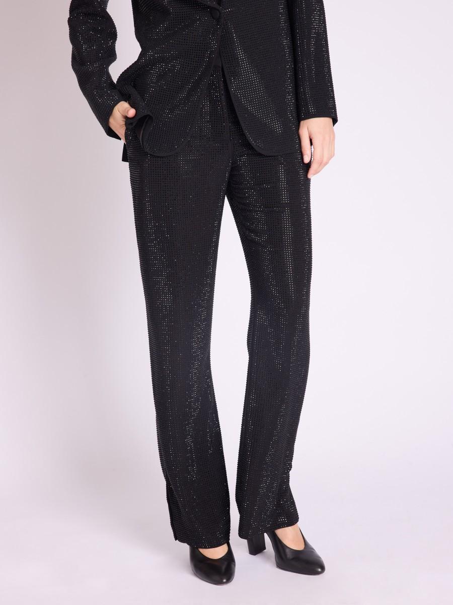 Berenice Pantalon PAECE Pantalon Flare à Strass Noir