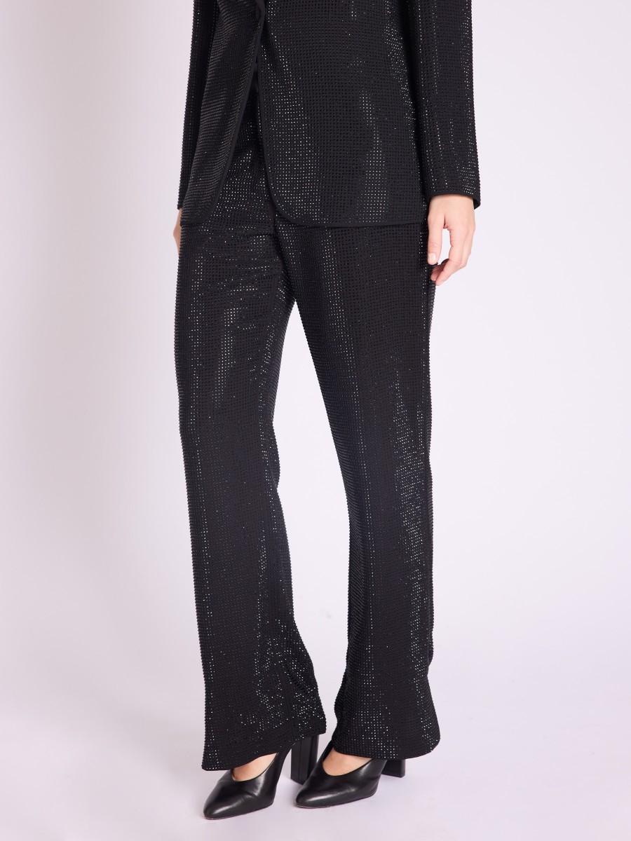 Berenice Pantalon PAECE Pantalon Flare à Strass Noir
