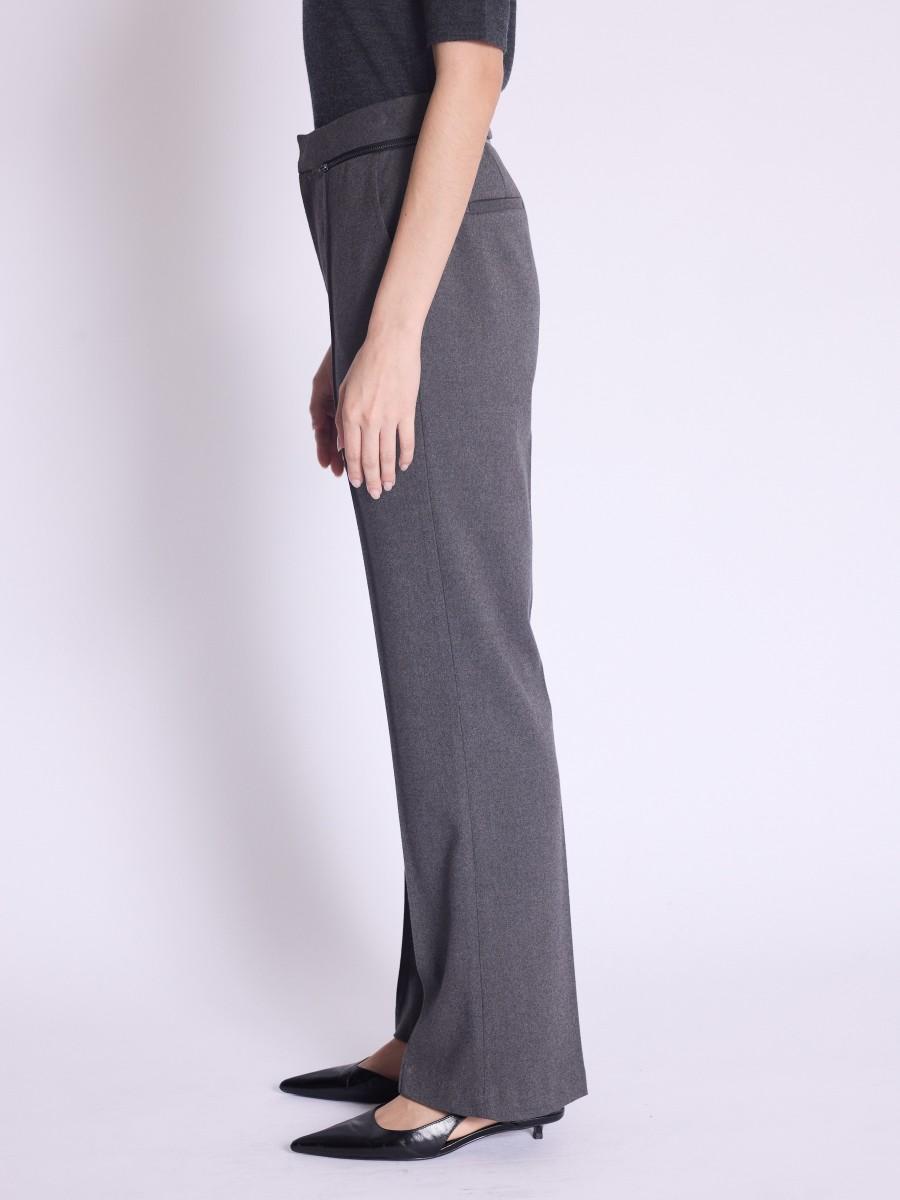 Berenice Pantalon PHOEBE Pantalon Droit Gris à Pinces Avec Fermeture éclair Latérale