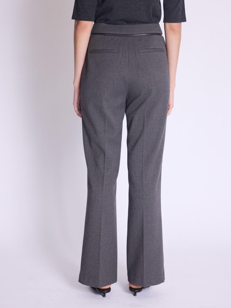 Berenice Pantalon PHOEBE Pantalon Droit Gris à Pinces Avec Fermeture éclair Latérale
