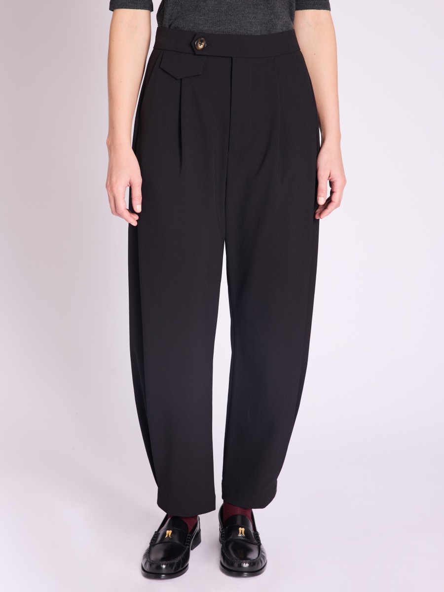 Berenice Pantalon POLKA|Pantalon Ballon Léger Noir Avec Boutons