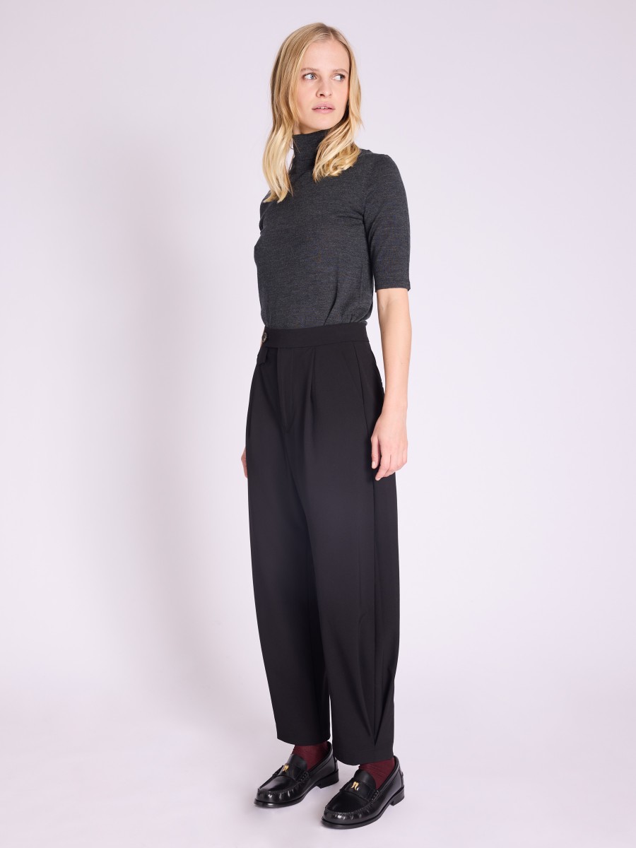 Berenice Pantalon POLKA|Pantalon Ballon Léger Noir Avec Boutons