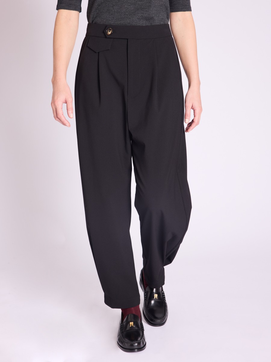Berenice Pantalon POLKA|Pantalon Ballon Léger Noir Avec Boutons