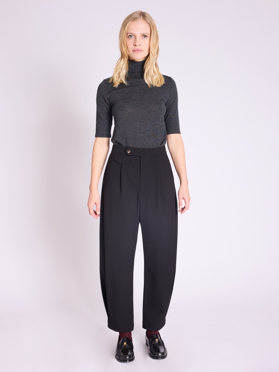 Berenice Pantalon POLKA|Pantalon ballon léger noir avec boutons