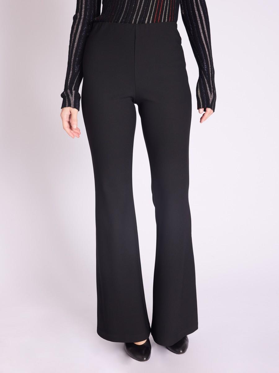 Berenice Pantalon POPPY Pantalon évasé Noir à Taille Haute