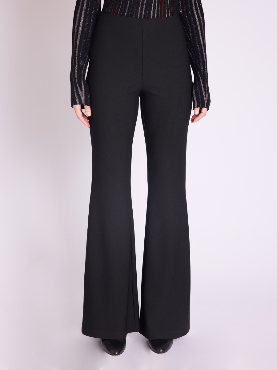 Berenice Pantalon POPPY Pantalon évasé Noir à Taille Haute