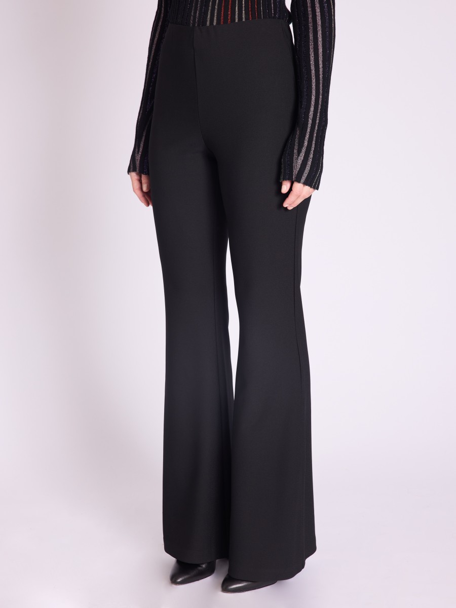 Berenice Pantalon POPPY Pantalon évasé Noir à Taille Haute