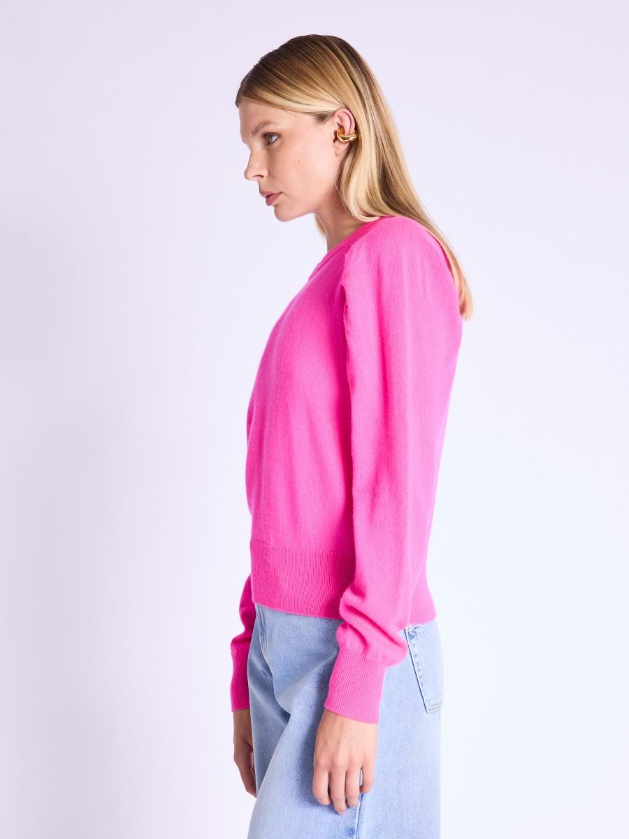 Berenice Pull AIKA Pull Rose Col Rond Et Manches Bouffantes